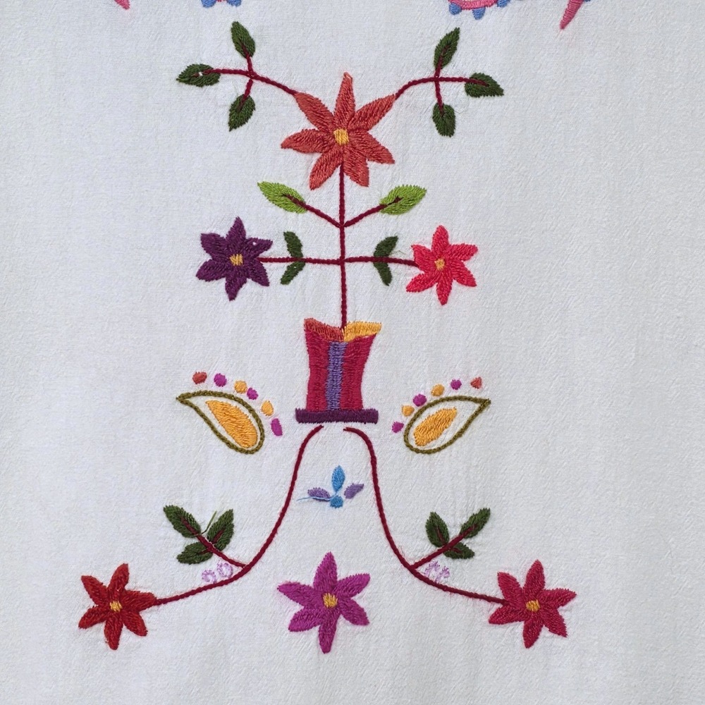 Embroidered Designs Handmade Floral Folk Art Tunic Sz S Cottage Boho Hippie Top - Picture 2 of 9